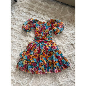 Women's Vintage Custom Oscar de la Renta Multicolor Floral Mini Dress S